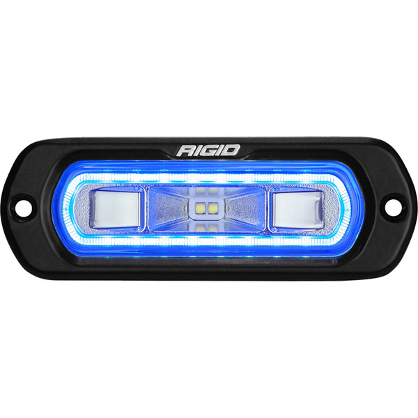RIGID Industries SR-L Series Marine Spreader Pod 2 Wire Flush Mount Black Housing With Blue Halo