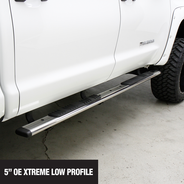 Go Rhino 685490471PS - 5" OE Xtreme Low Profile SideSteps With Mounting Bracket Kit - Polished Stainless Steel