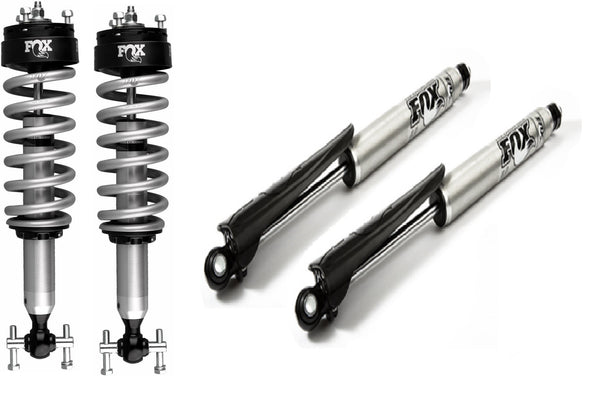 2015-20 Ford F150 Fox Performance 2.0 Coilover IFP Front Plus Rear Shocks 2" Lift 4WD Only with Roost guard