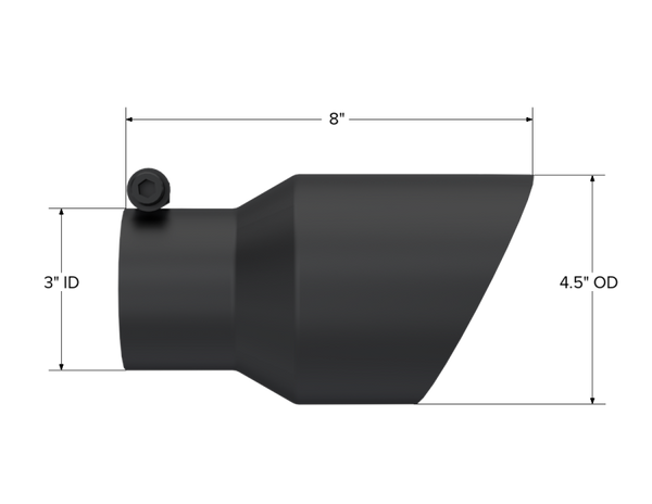 MBRP Universal Tip 4.5in OD 3in Inlet 8in Length Dual Walled Angled Exhaust Tip - Black