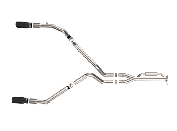 aFe 21-24 Ford F-150 Vulcan Series 3 IN to 3-1/2 IN Stainless Steel Cat-Back Exhaust System - Black