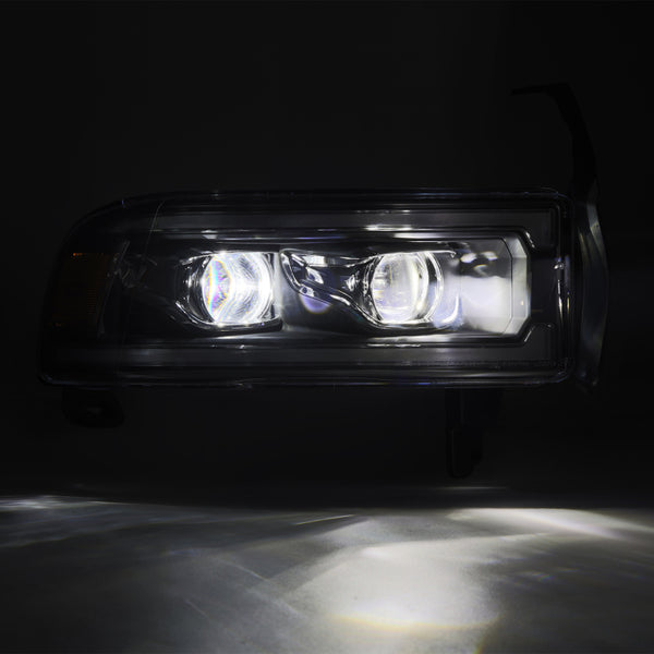 AlphaRex 94-01 RAM 1500 LUXX LED Proj Headlights Blk w/Activ Light/Seq Signal/SB DRL