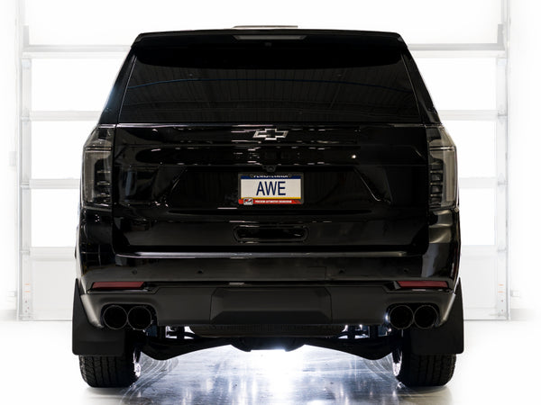 AWE Tuning 2021+ GMC Tahoe/Yukon 5.3L 0FG Split Rear Exit Catback Exhaust - Quad Diamond Blk Tips