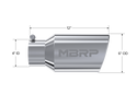 MBRP Universal Tip 6 O.D. Angled Rolled End 4 inlet 12 length