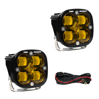 Baja Designs Squadron SAE LED Light Pod Kit w/harness Amber Square 257811