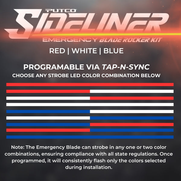 Putco 19-23 Chevrolet Silverado Blade Rocker Kits Sideliners - Red/Blue w/ White Override