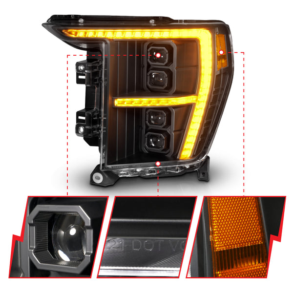 ANZO 21-23 Ford F-150 (w/Factory Halogen) Z-Series Full LED Proj Headlights - Driver Side ONLY
