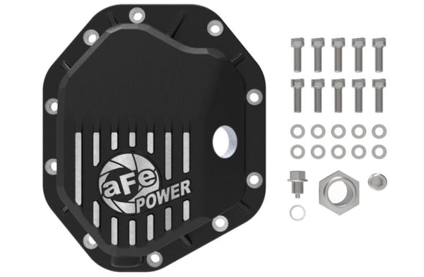 aFe 19-25 GM Trucks Front Diff Cover - Black w/ Machined Fins