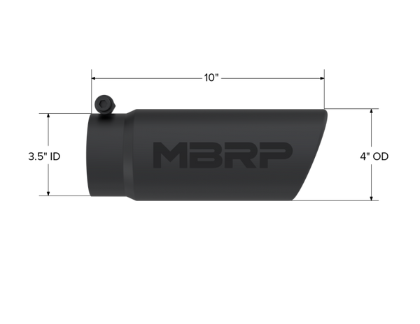 MBRP Universal Tip 4 O.D. Angled Rolled End 3.5 inlet 10 length- Black Finish