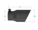 MBRP Tip 3in Round x 4in Inlet OD Dual Walled Angled Black Tip - Fits all 3in Exhausts