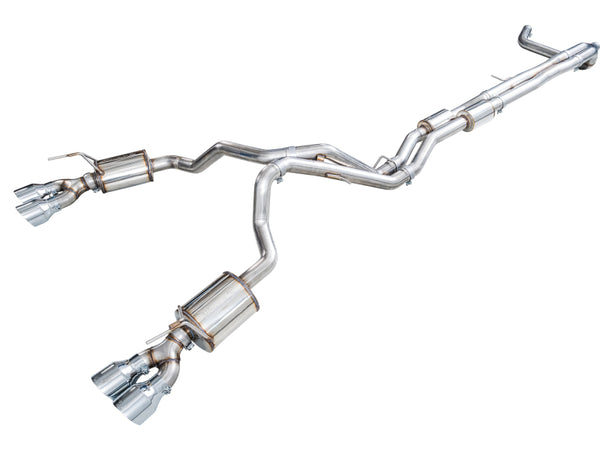 AWE Tuning 2021+ Cadillac Escalade 6.2L ESV 0FG Dual Exit Exhaust System w/ 5in Chrome Silver Tips