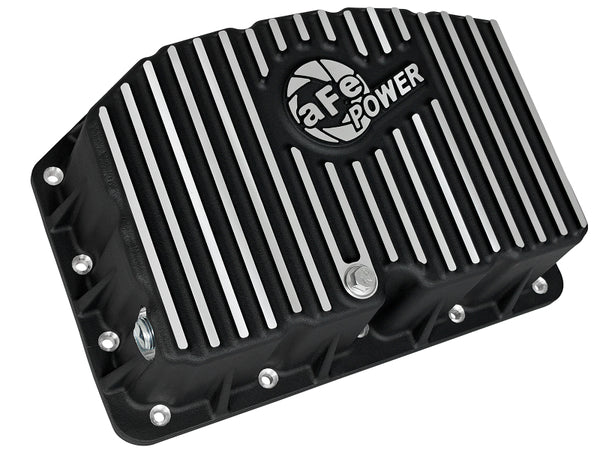 aFe Pro Series Engine Oil Pan Black w/Machined Fins; 11-16 Ford Powerstroke V8-6.7L (td)
