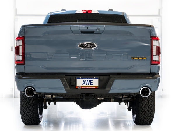 AWE Tuning 2021+ Ford F150 Tremor w/ Bumper Cutouts 0FG Non-Resonated Cat-Back w/ Chrome Silver Tips