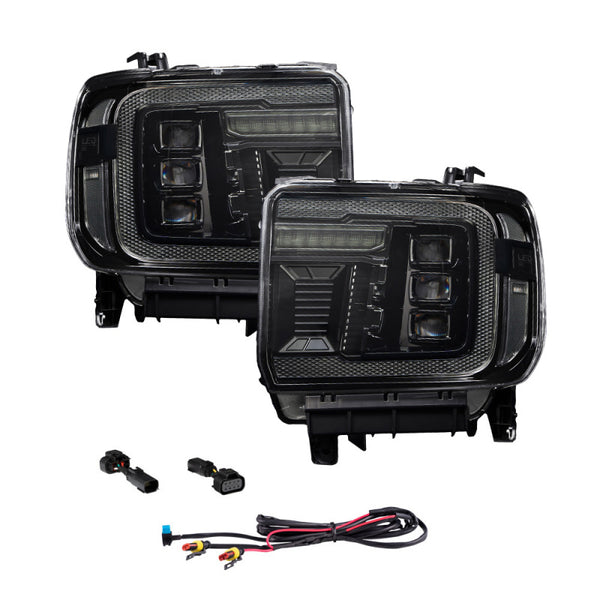 Form Lighting 2014+ GMC Sierra 1500/2500/3500 LED Projector Headlights Amber DRL (Pair)