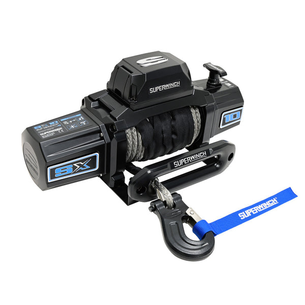 Superwinch 10000 LBS 12V DC 3/8in x 80ft Synthetic Rope SX10SR Winch - Semi Gloss Black