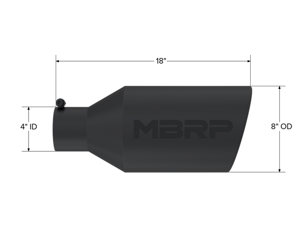 MBRP Universal Tip 8in O.D. Rolled End 4in inlet 18in length Black