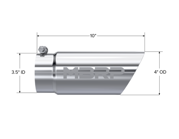 MBRP Universal Tip 3in O.D. Dual Wall Angled 4 inlet 10 length