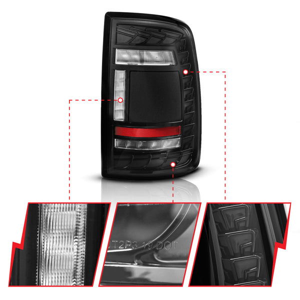 ANZO 19-24 RAM 2500/3500 Full LED Tail Lights SeqSig Black - Pair