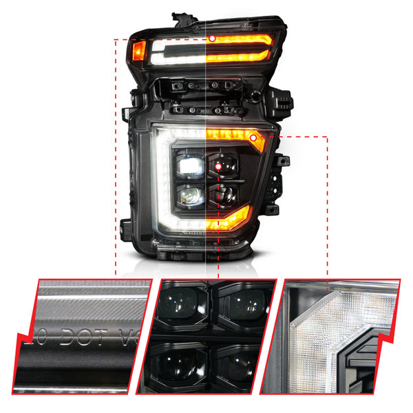 ANZO Z-Series 20-23 Chevy Silverado 2500/3500 Z-Series Full LED Proj Headlights Black - Pass. Side