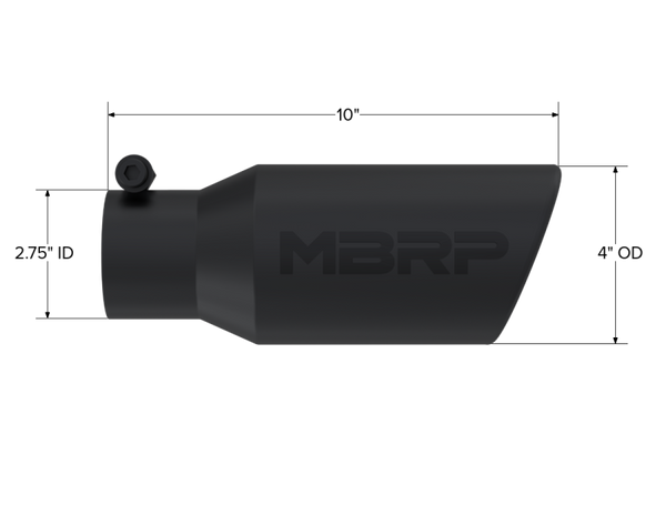 MBRP Universal Angled Rolled End Tip 4in OD / 2-3/4in Inlet / 10in Length - Black