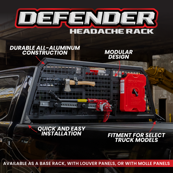 Gen-Y 20+ GMC GM 2500/3500 Defender Headache Rack/ 3-Louver Panels - Black