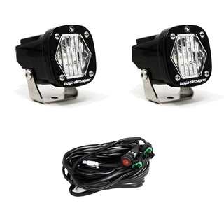 S1 Black LED Light Pod Pair (Wide Cornering; Clear)