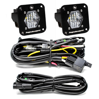 S1 Black Flush Mount LED Light Pod Reverse Kit (Wide Cornering; Clear)