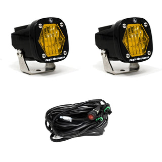 S1 Black LED Light Pod Pair (Wide Cornering; Baja Amber)