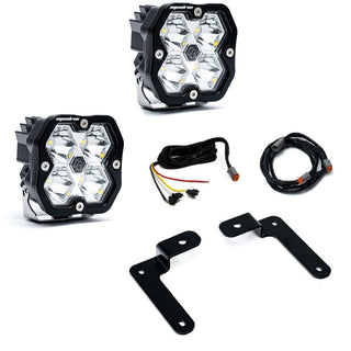 Baja Designs 2018-2026 Jeep JL/JT  20-26 Gladiator  A-Pillar Sportsmen Kit W/Upfitter  Squadron Sport 2.0  Clear  Spot