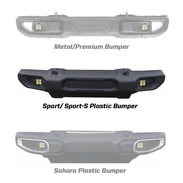 Squadron-R SAE Fog Pocket Kit - '20-26 Gladiator / '18-26 Wrangler JL; W/ OE Sport Bumper (SAE Fog; Clear)