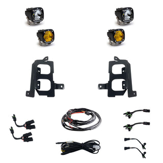 S1 Dual Fog Pocket Kit - '20-23 Sierra 2500HD/3500HD (Wide Cornering/Spot; Baja Amber/Clear)