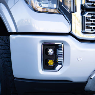 S1 Dual Fog Pocket Kit - '20-23 Sierra 2500HD/3500HD (Wide Cornering/Spot; Baja Amber/Clear)