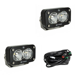 S2 Pro Black LED Light Pod Pair (Driving/Combo; Clear)