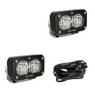 S2 Pro Black LED Light Pod Pair (Wide Cornering; Clear)