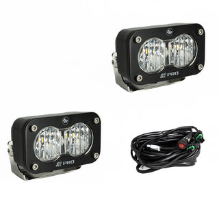 S2 Pro Black LED Light Pod Pair (Wide Cornering; Clear)