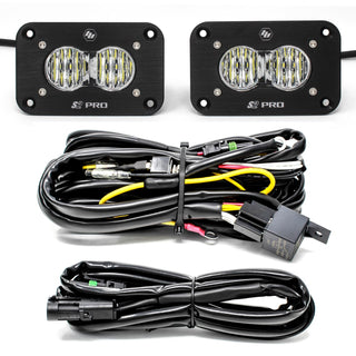 S2 Pro Black Flush Mount LED Light Pod Reverse Kit (Wide Cornering; Clear)