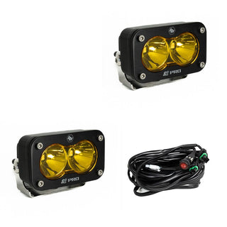 S2 Pro Black LED Light Pod Pair (Spot; Baja Amber)