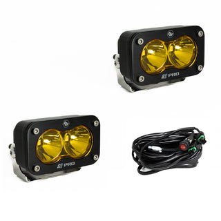S2 Pro Black LED Light Pod Pair (Spot; Baja Amber)