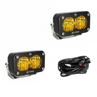 S2 Pro Black LED Light Pod Pair (Wide Cornering; Baja Amber)
