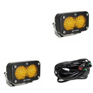 S2 Pro Black LED Light Pod Pair (Work/Scene; Baja Amber)