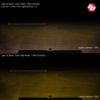 S2 Sport Black Flush Mount LED Light Pod (Wide Cornering; Baja Amber)