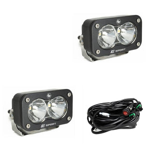 S2 Sport Black LED Light Pod Pair (Spot; Clear)