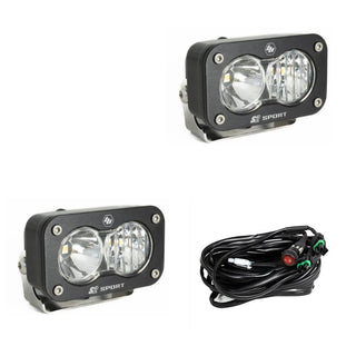 S2 Sport Black LED Light Pod Pair (Driving/Combo; Clear)