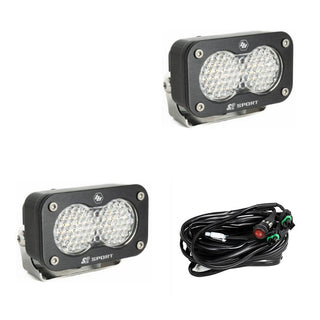 S2 Sport Black LED Light Pod Pair (Work/Scene; Clear)