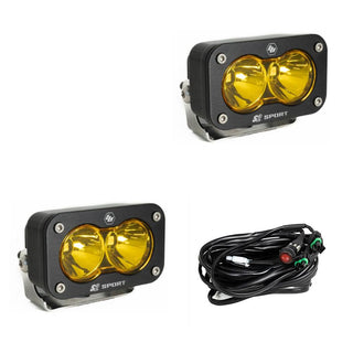 S2 Sport Black LED Light Pod Pair (Spot; Baja Amber)