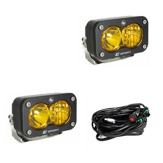 S2 Sport Black LED Light Pod Pair (Driving/Combo; Baja Amber)