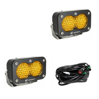 S2 Sport Black LED Light Pod Pair (Work/Scene; Baja Amber)