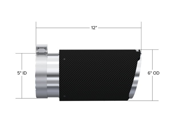 MBRP Exhaust Tip; 6in. O.D. Dual Walled Angled Cut End 5in. Inlet 12in. Length; T304 CF