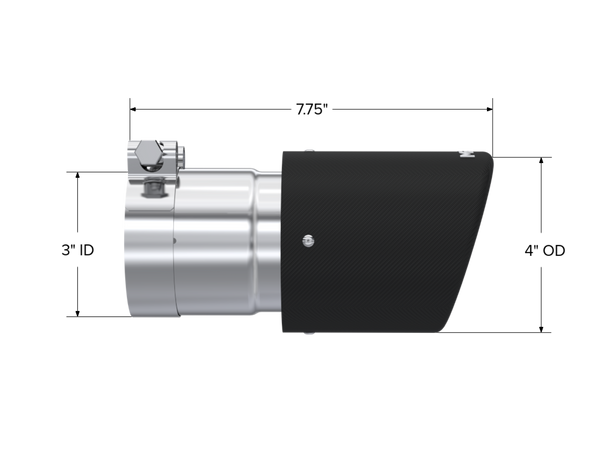 MBRP Exhaust Tip; 4in. O.D.; Dual Wall Angled; 3in. Inlet; 7.7in. Length; Carbon Fiber