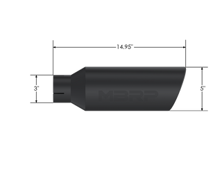 MBRP Exhaust Tip; 5in. O.D.; Angled Rolled End; 3in. Inlet 15in. In Length; Black Coated
